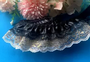 2 inch wide black/gold color ruffled lace trim price per yard - Picture 1 of 2