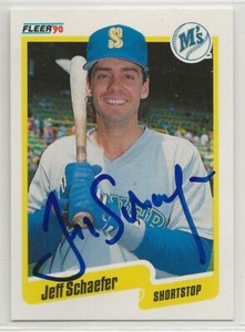 Jeff Schaefer signed 1990 Fleer baseball card autograph Seattle Mariners
