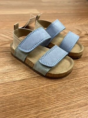 H&M Toddler Blue Sandals Size 4-5 Unisex Faux Suede Hook n Loop Closure NEW - Image 1 of 4