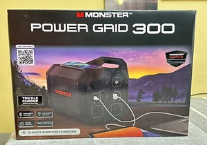 Monster Power Grid Portable 300W Battery Power Station 10W Wireless (Black) New - Picture 1 of 12