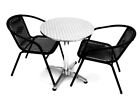 Garden Bistro Set - 2 Black Rattan Chairs & 1 Round Aluminium Table, Patio Sets
