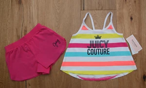 Juicy Couture Baby Girl Tank Top & Shorts Set~White, Aqua, Yellow, Pink & Orange - Picture 1 of 3