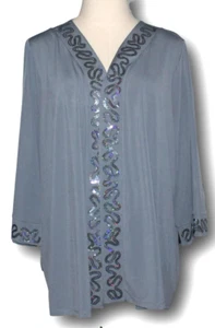 BOB MACKIE (1X) A266374 Vermicelli Sequined Cardigan Gray - Picture 1 of 3