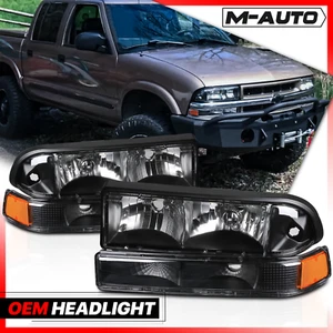L+R Housing Headlight Amber Corner Bumper Lamp for 98-04 Chevy S10/Blazer Black - Picture 1 of 8
