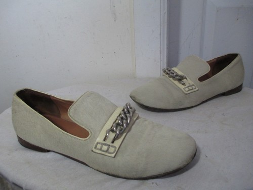 MOCASSINI PIATTI CELINE NUDI BEIGE CAPELLI DI CAVALLO CATENA PELLE DONNA EU 40 US 9 5 $895