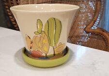 Vintage Nor Cal NORCAL Pottery Planter With Drip Base Trees Nature Abstract USA