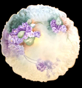 Antiker Teller 8,25" Limoges France Sazerat, Blondeau 1890er Flieder Blumen - Bild 1 von 10