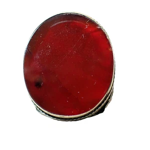 Karneol Silber Turkmen Ring Afghan Groß Stamm Vintage Glas Intarsien Dekoration - Bild 1 von 4