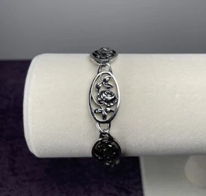 AVON Rose Vine Link Bracelet Silver Tone Vintage - Picture 1 of 10
