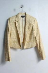 Primark Womens Check Open Crop Blazer Jacket - Yellow - Size 10 (L28) - Picture 1 of 4
