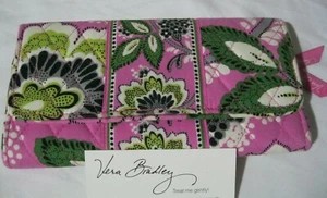 Vera Bradley PRISCILLA PINK Gallery WALLET CLUTCH Trifold 4 PURSE Tote BAG  EUC - Picture 1 of 4