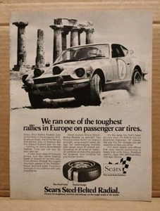 Vintage 1973 Print Ad ~ SEARS Steel Belted Radials ~ DATSUN 240Z ~ 8"x11" - Bild 1 von 9