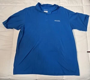 COLUMBIA OMNI-WICK MENS XXL Blue SHORT SLEEVE GOLF POLO SHIRT LOGO STRETCH - Picture 1 of 6