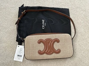 Celine Camera Shoulder Bag Cuir Triomphe In Textile and Calfskin - Picture 1 of 10