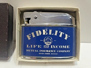 Vintage Working Enamel Silver Howard FIDELITY INSURANCE CO. Lighter   6769/24 - Picture 1 of 12