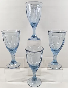 4 Noritake Sweet Swirl hellblau Wasserkelche Set Vintage elegant Stielgläser Posten - Bild 1 von 24