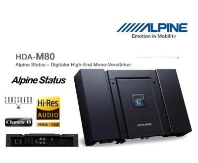 Alpine HDA-M80 Digitaler Mono 1-Kanal Status Verstärker 800 Watt RMS - Bild 1 von 4