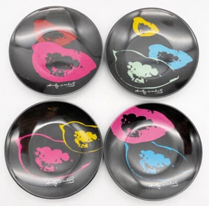 4 Round Lip Plates Precidio Objects Marilyn Monroe Andy Warhol Foundation In Box - Picture 1 of 5