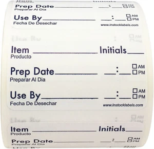 Food Prep Rotation Writable Stickers, 1 x 2 Inches, 500 Labels on a Roll - Imagen 1 de 4