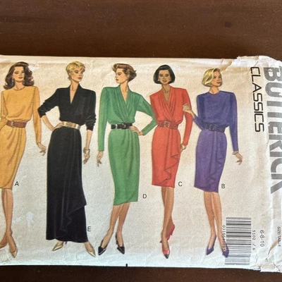 butterick patterns 5102 Misses Dress With Mock Sarong Overlay Sz 6-8-10 - Image 1 of 3