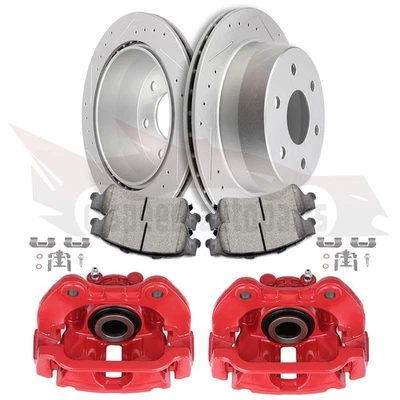 Pinza de freno trasera para Chevrolet Silverado 1500 con rotor de ranura de taladro de pastilla de cerámica Foto 1 de 3