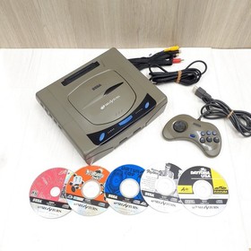 SEGA SATURN CONSOLE with 5 Games, 1 Controller & Cables tested working Japan