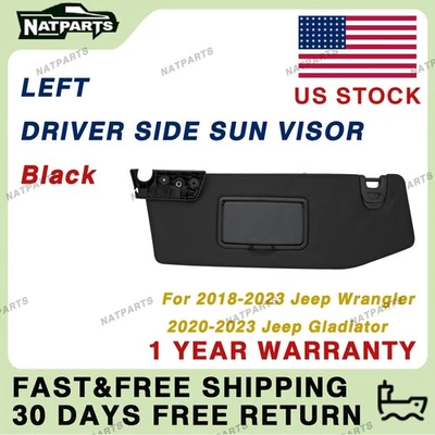 Left Sun Visor W/O Light for18-23 JeepWrangler 20-23 JeepGladiator 6CD22TX7AN - Image 1 of 4