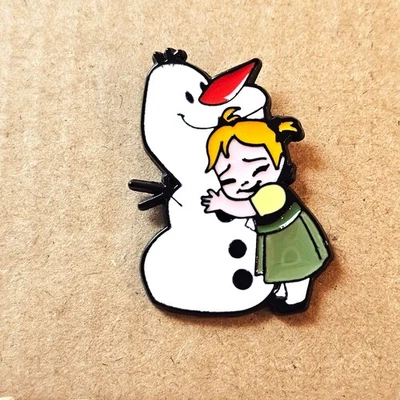 Olaf and Anna Enamel Pin Frozen Lapel Badge Collectible Snowman Hug Backpack - Image 1 of 3