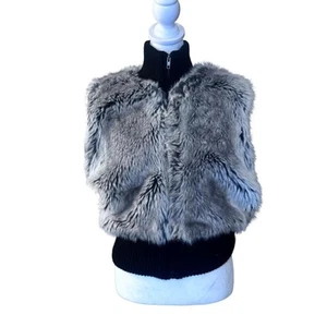 Gilet pelliccia sintetica vintage Y2K zip davanti Rave Medium anni 2000 mcbling - Foto 1 di 5
