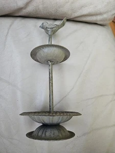 Vintage Blue Cast Iron 2 Tier Shabby Chic  Tray Stand With Bird Finial  - Picture 1 of 2