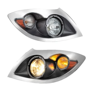Chrome Amber w/Bulb Headlamp Assembly Fit For 2001-21 International Workstar - Picture 1 of 9