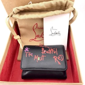 Christian Louboutin Folding Wallet, Mini Wallet, Genuine Leather, With Box - Picture 1 of 13