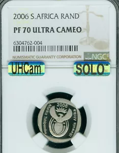 2006 SOUTH AFRICA 1 RAND NGC PF70 MAC UHCam SOLO FINEST GRADE MAC SPOTLESS *  - Picture 1 of 2