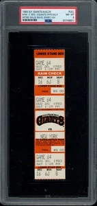 1983 San Francisco Giants Full Ticket Stub Willie Mays Jersey #24 Retired PSA 8 - Picture 1 of 2