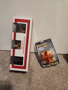 Original Fun Workshop Set of 3 Wooden Puzzles & 1 Brain Teaser Casse-tete 🧠 - Picture 1 of 5