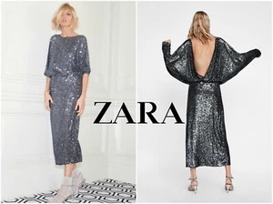 Zara LIMITED EDITION Paillettenkleid Maxikleid Rückenfrei silber SEQUINNED DRESS - Bild 1 von 14