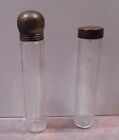 2 Vintage Glass Apothecary Bottles - Metal Tops