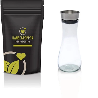 Glaskaraffe in 1000ml mit Edelstahlausgießer Wasserkaraffe Glaskrug Wasserkanne - Bild 1 von 4