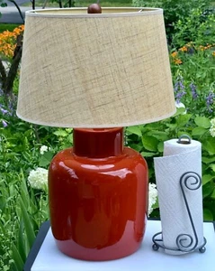 HAEGER ART POTTERY RARA ~ LÁMPARA DE BARRIL NARANJA QUEMADA ESTUDIO MEDIADOS DE SIGLO FIRMADA EN MUY BUENA CONDICIÓN - Imagen 1 de 10