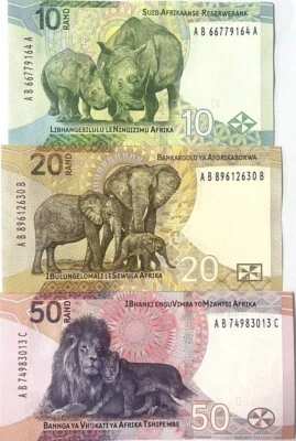 South Africa SET 3 UNC 10 20 50 Rand 2023 P 148 149 150 New Family Design - Image 1 of 4