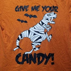 Dinosaur T-Rex"Give Me Your Candy" Halloween Tee T-Shirt Mummy Husky Boys 18/20 - Picture 1 of 9