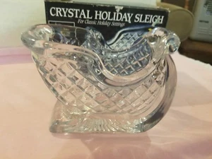 St George Leaded Crystal Holiday Sleigh Candy Dish - Picture 1 of 5