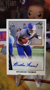 2021 Brandon Thomas Leaf Black #/10 Auto Card Memphis Tigers