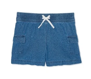 Wonder Nation Girls Pull-On Shorts XL Plus Elastic Waist Drawstring Denim Blue - Picture 1 of 7