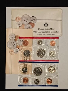 1988 US Mint P&D Set Envelope & COA, 10 Coin - Bild 1 von 1