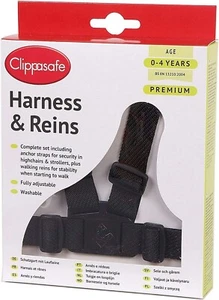 Clippasafe Easy Wash Harness & Reins Black Age 0-4 Years - Picture 1 of 3