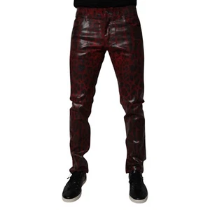 DOLCE & GABBANA Jeans Red Leopard Cotton Skinny Men Denim IT48/W34/M RRP 1130usd - Picture 1 of 6