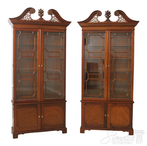 L57068EC/69EC: Pair KINDEL Georgian Mahogany China Cabinets Cover
