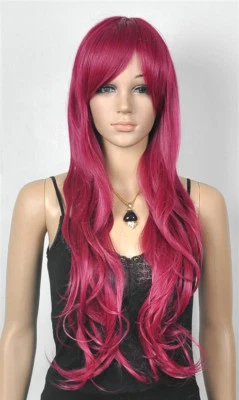 Hot Sell New Fashion Sexy Long Rose Red Wavy Women Lady Girl Hair Wig Wigs + Cap - Image 1 of 4