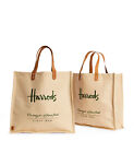 Harrods Purveyors Of Fine Food Reusable Shopper Tote Jute Bags ONE BAG
